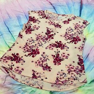 Elle Cap Sleeve Top Knit Crepe Medium Peach Floral